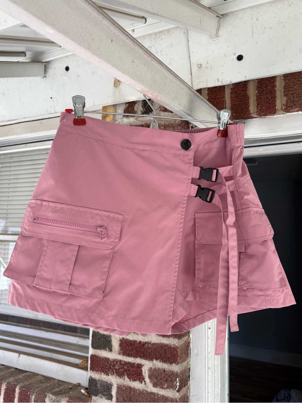 GrindHouse Women's Pink Utility Skort with Buckle Detail